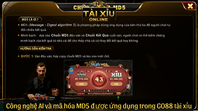 Công nghệ AI và mã hóa MD5 được ứng dụng trong GO88 tài xỉu