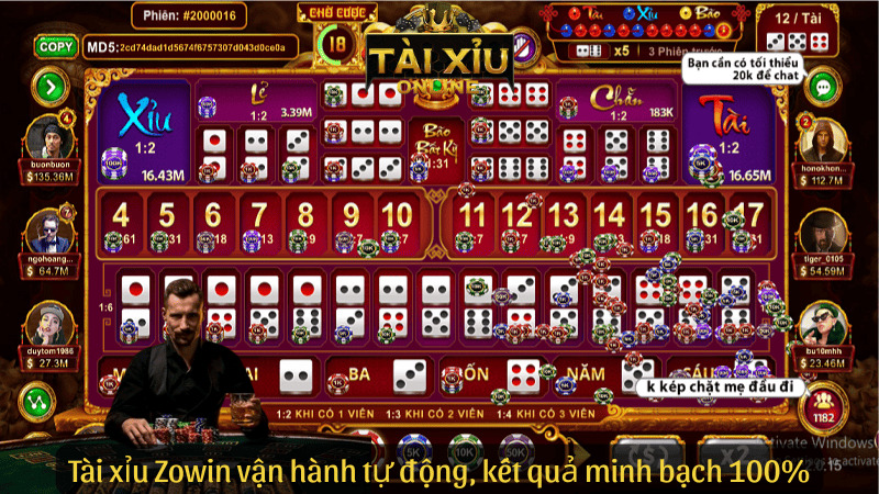 Tài xỉu Zowin vận hành tự động, kết quả minh bạch 100%