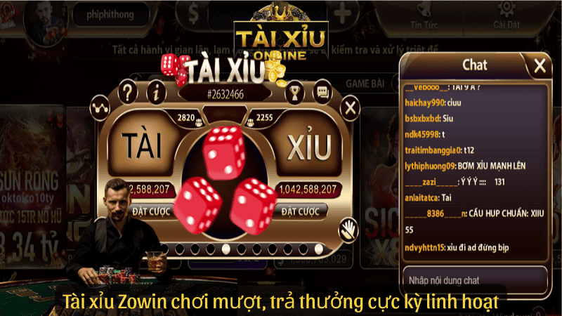 Tài xỉu Zowin chơi mượt, trả thưởng cực kỳ linh hoạt