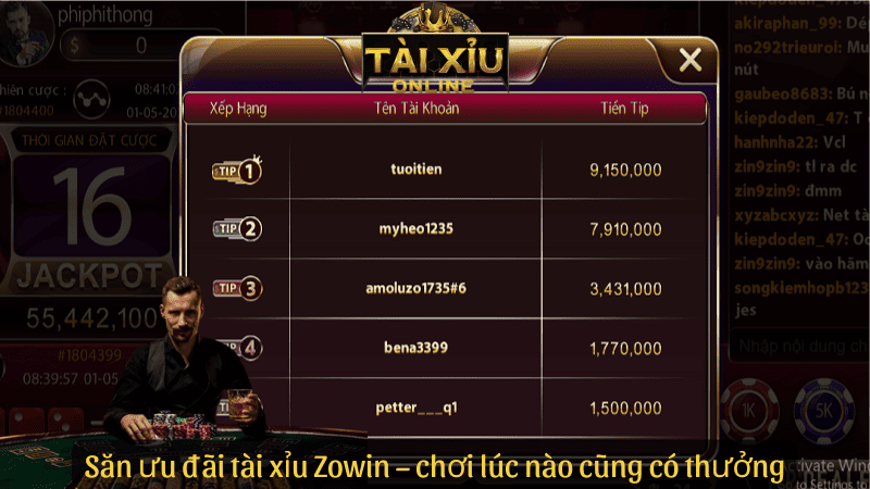 Săn ưu đãi tài xỉu Zowin – chơi lúc nào cũng có thưởng